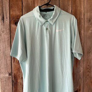 NIKE GOLF Standard Fit Dri-Fit XL Mint Green Striped Men's Shirt Great Detail